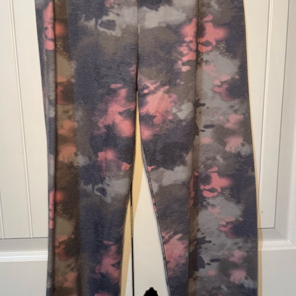 Francesca's Collections Pink and Gray Tie-Dye Joggers